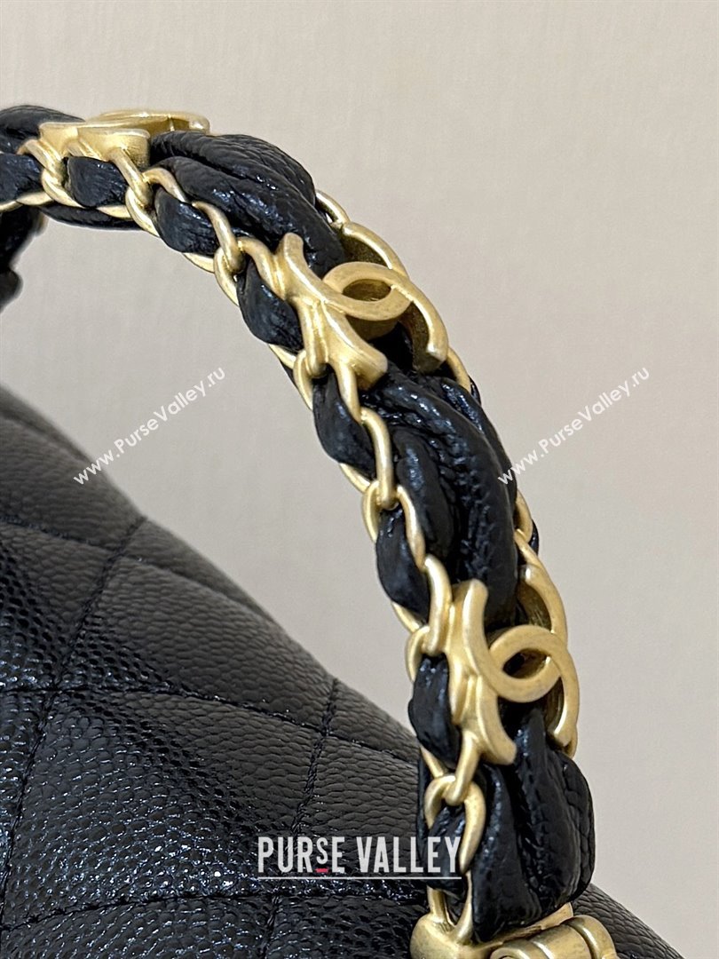 Chanel Mini Flap Bag with Top Handle in Grained Shiny Calfskin AS5701 Black 2025 Top Quality (SHUNY-25101501)
