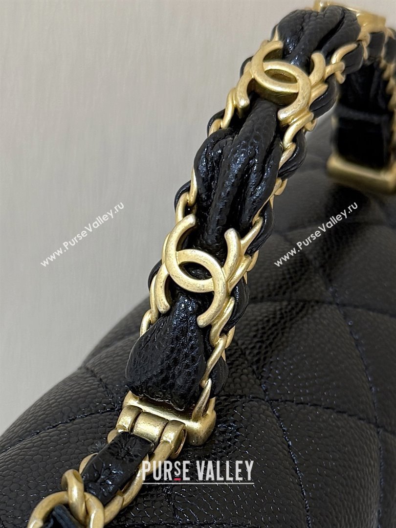 Chanel Mini Flap Bag with Top Handle in Grained Shiny Calfskin AS5701 Black 2025 Top Quality (SHUNY-25101501)
