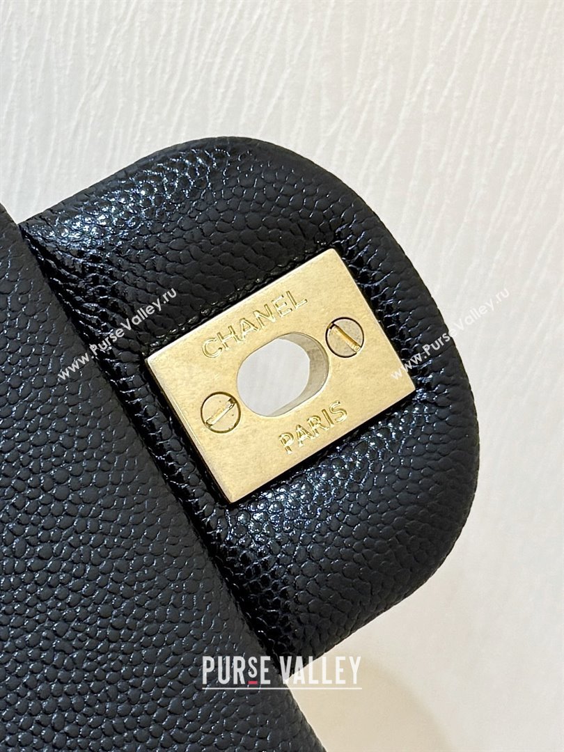 Chanel Mini Flap Bag with Top Handle in Grained Shiny Calfskin AS5701 Black 2025 Top Quality (SHUNY-25101501)