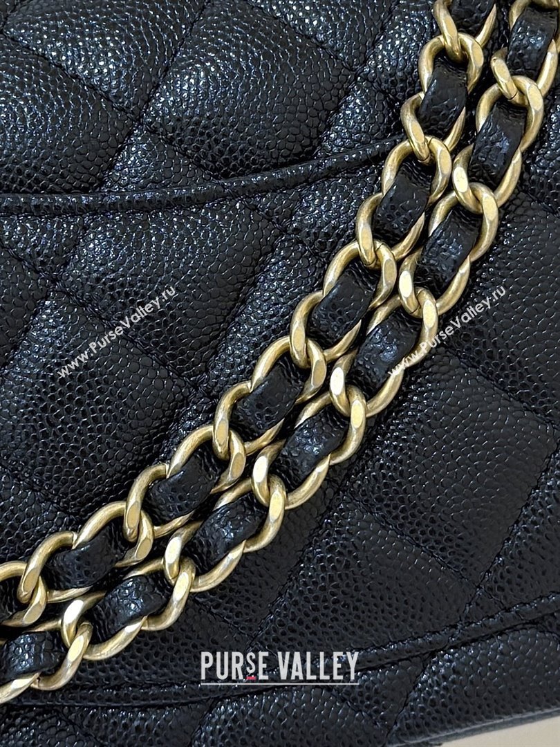 Chanel Mini Flap Bag with Top Handle in Grained Shiny Calfskin AS5701 Black 2025 Top Quality (SHUNY-25101501)