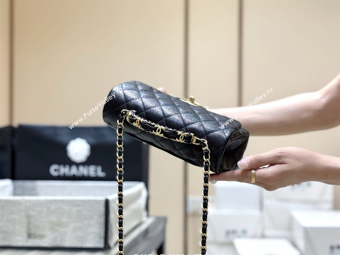 Chanel Mini Flap Bag with Top Handle in Grained Shiny Calfskin AS5701 Black 2025 Top Quality (SHUNY-25101501)