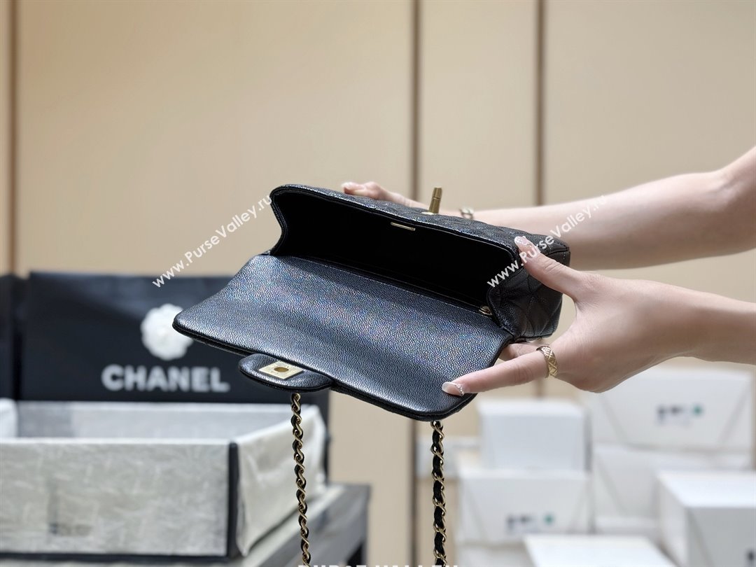 Chanel Mini Flap Bag with Top Handle in Grained Shiny Calfskin AS5701 Black 2025 Top Quality (SHUNY-25101501)