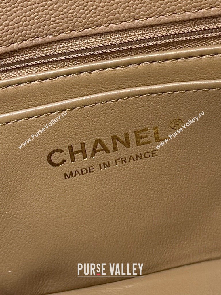 Chanel Mini Flap Bag with Top Handle in Grained Shiny Calfskin AS5701 Camel 2025 Top Quality (SHUNY-25101504)
