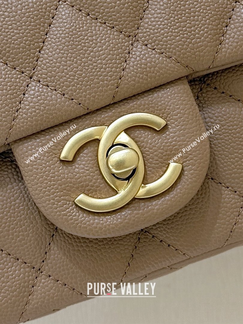 Chanel Mini Flap Bag with Top Handle in Grained Shiny Calfskin AS5701 Camel 2025 Top Quality (SHUNY-25101504)