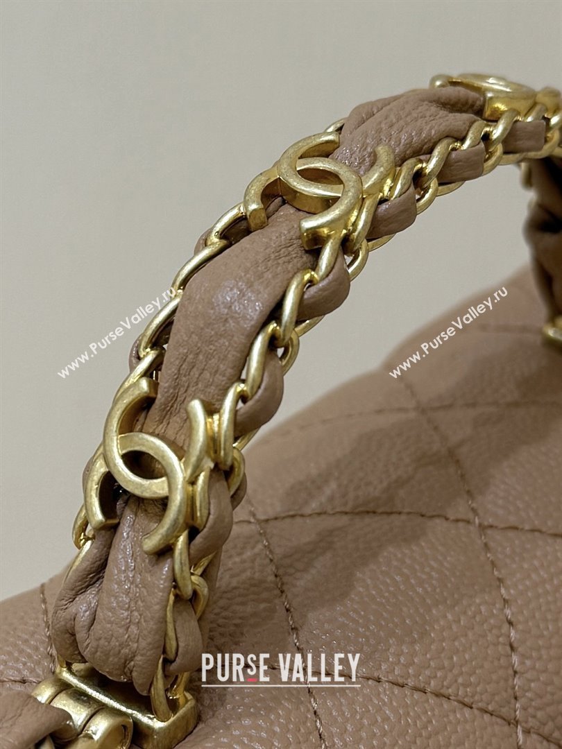 Chanel Mini Flap Bag with Top Handle in Grained Shiny Calfskin AS5701 Camel 2025 Top Quality (SHUNY-25101504)