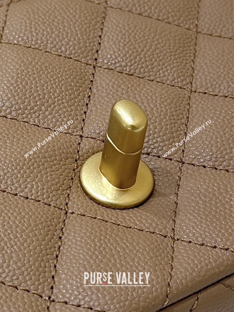 Chanel Mini Flap Bag with Top Handle in Grained Shiny Calfskin AS5701 Camel 2025 Top Quality (SHUNY-25101504)