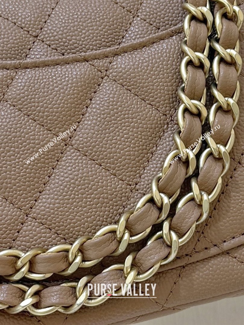 Chanel Mini Flap Bag with Top Handle in Grained Shiny Calfskin AS5701 Camel 2025 Top Quality (SHUNY-25101504)