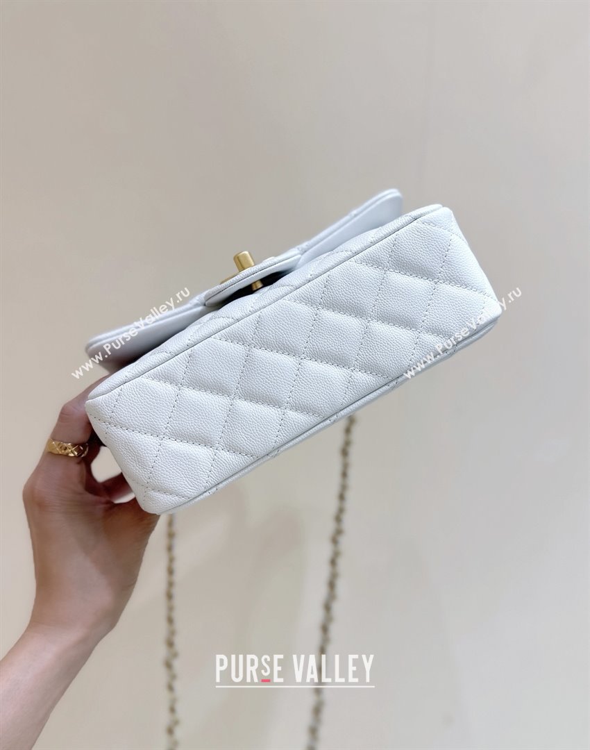 Chanel Mini Flap Bag with Top Handle in Grained Shiny Calfskin AS5701 White 2025 Top Quality (SHUNY-25101503)
