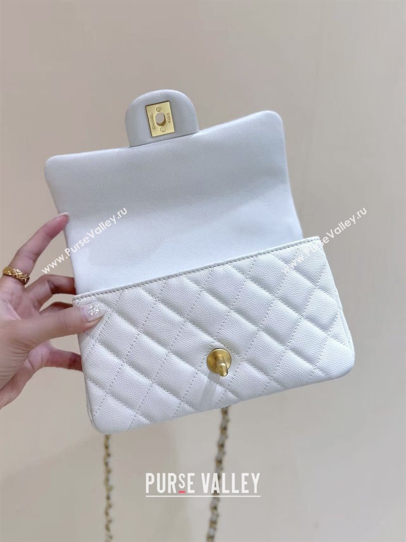 Chanel Mini Flap Bag with Top Handle in Grained Shiny Calfskin AS5701 White 2025 Top Quality (SHUNY-25101503)