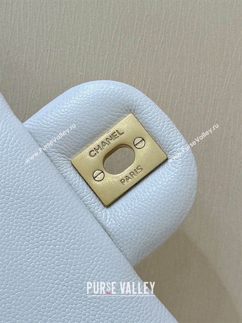 Chanel Mini Flap Bag with Top Handle in Grained Shiny Calfskin AS5701 White 2025 Top Quality (SHUNY-25101503)