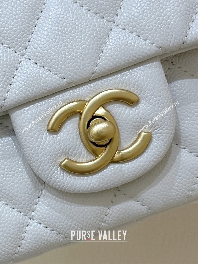 Chanel Mini Flap Bag with Top Handle in Grained Shiny Calfskin AS5701 White 2025 Top Quality (SHUNY-25101503)
