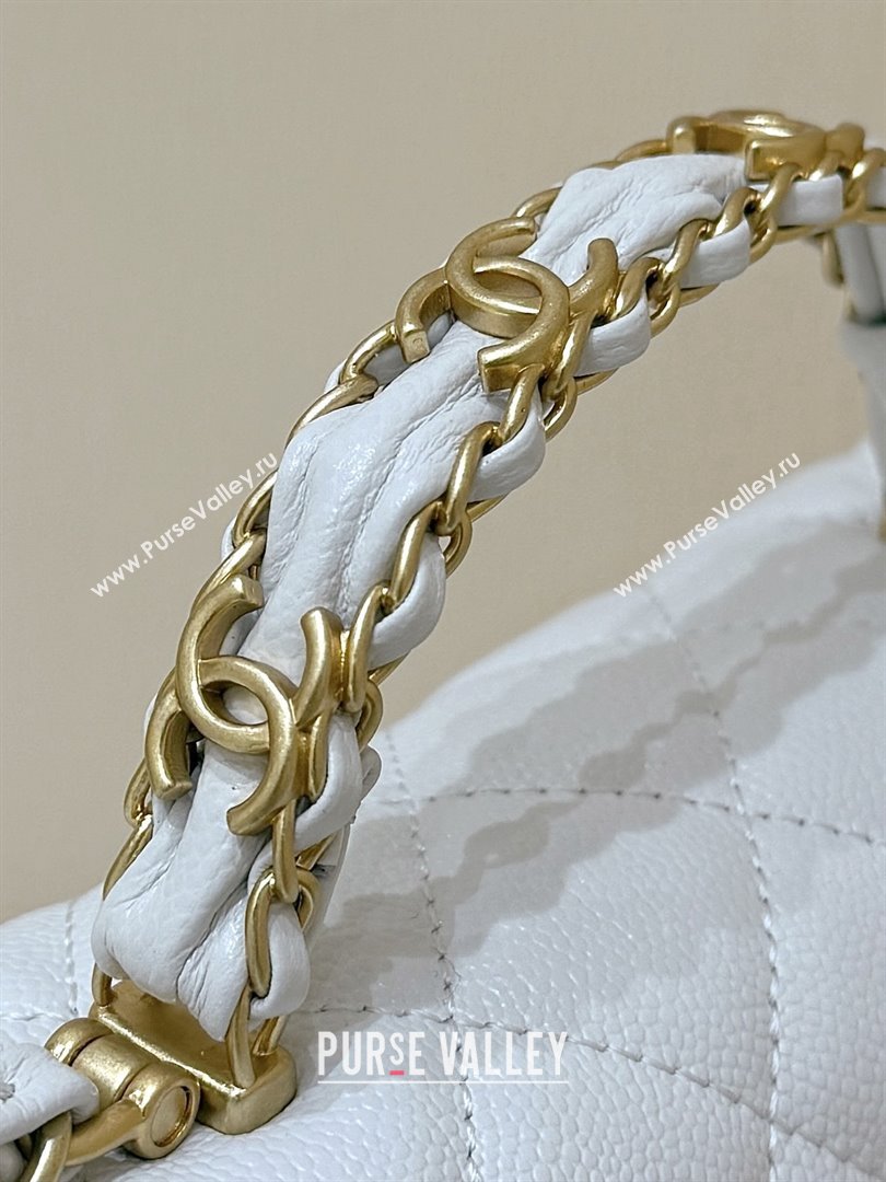Chanel Mini Flap Bag with Top Handle in Grained Shiny Calfskin AS5701 White 2025 Top Quality (SHUNY-25101503)
