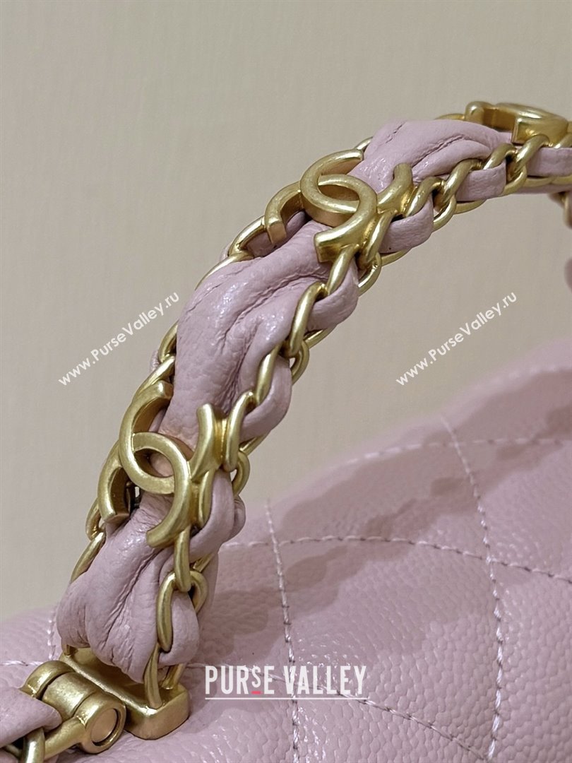 Chanel Mini Flap Bag with Top Handle in Grained Shiny Calfskin AS5701 Pink 2025 Top Quality (SHUNY-25101502)