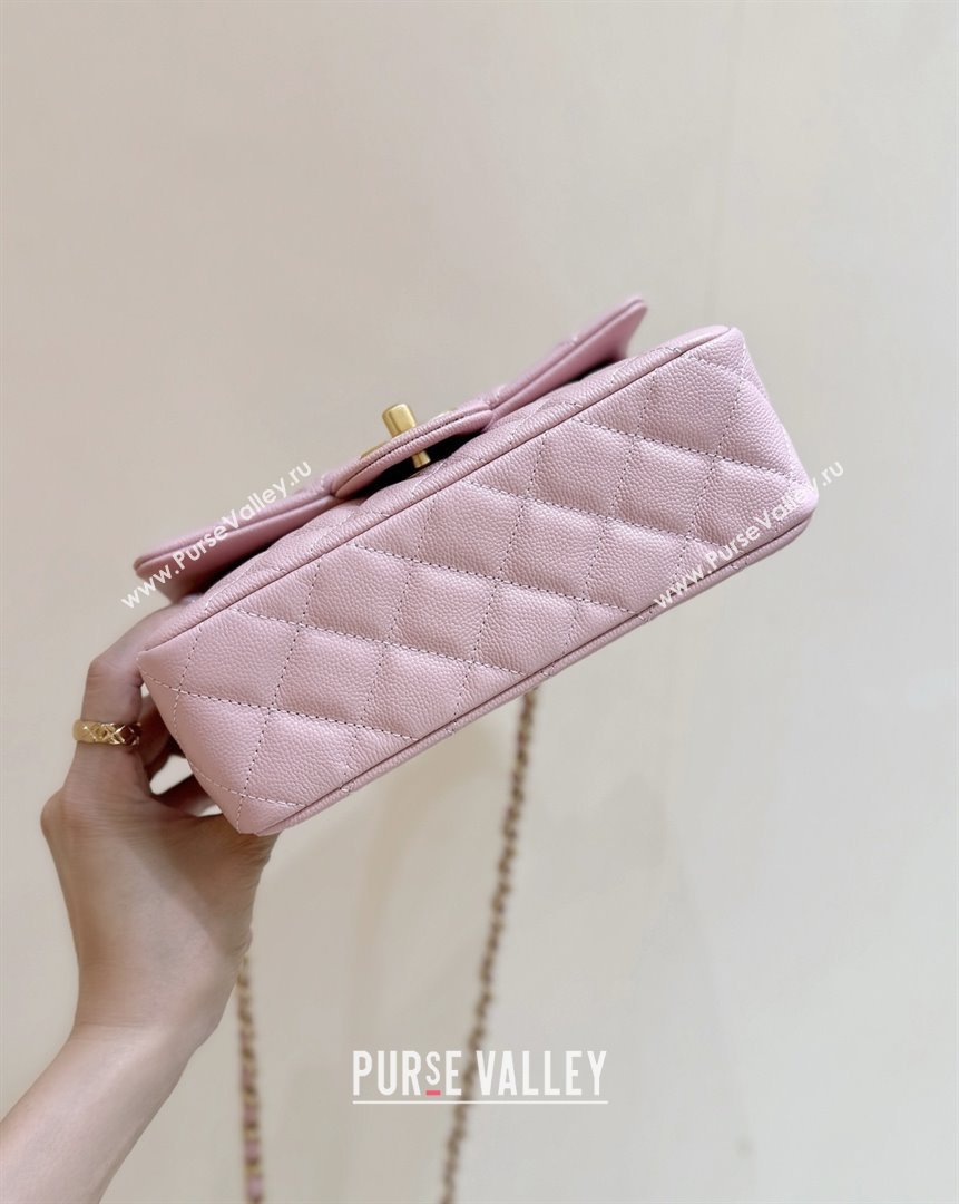 Chanel Mini Flap Bag with Top Handle in Grained Shiny Calfskin AS5701 Pink 2025 Top Quality (SHUNY-25101502)
