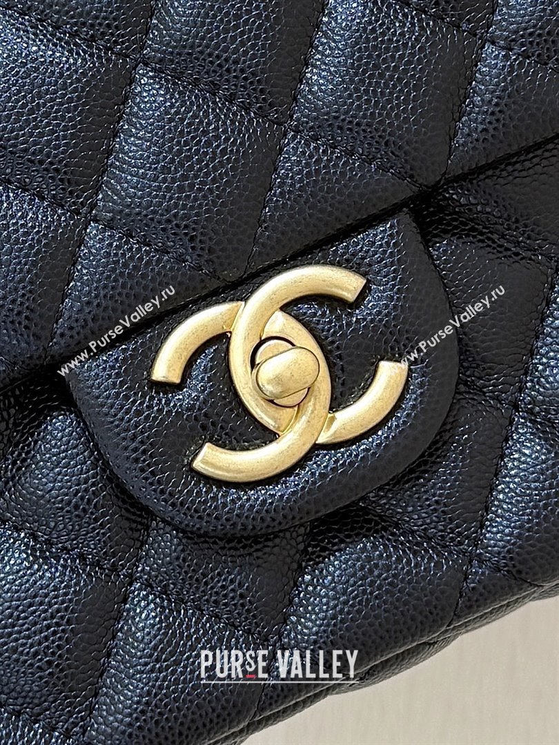 Chanel Small Flap Bag with Top Handle in Grained Shiny Calfskin AS5702 Black 2025 Top Quality (SHUNY-25101505)