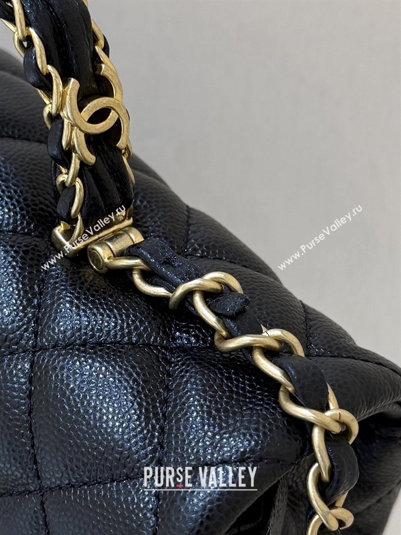 Chanel Small Flap Bag with Top Handle in Grained Shiny Calfskin AS5702 Black 2025 Top Quality (SHUNY-25101505)