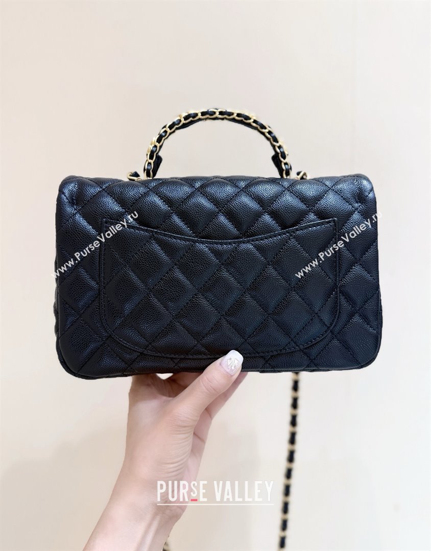 Chanel Small Flap Bag with Top Handle in Grained Shiny Calfskin AS5702 Black 2025 Top Quality (SHUNY-25101505)