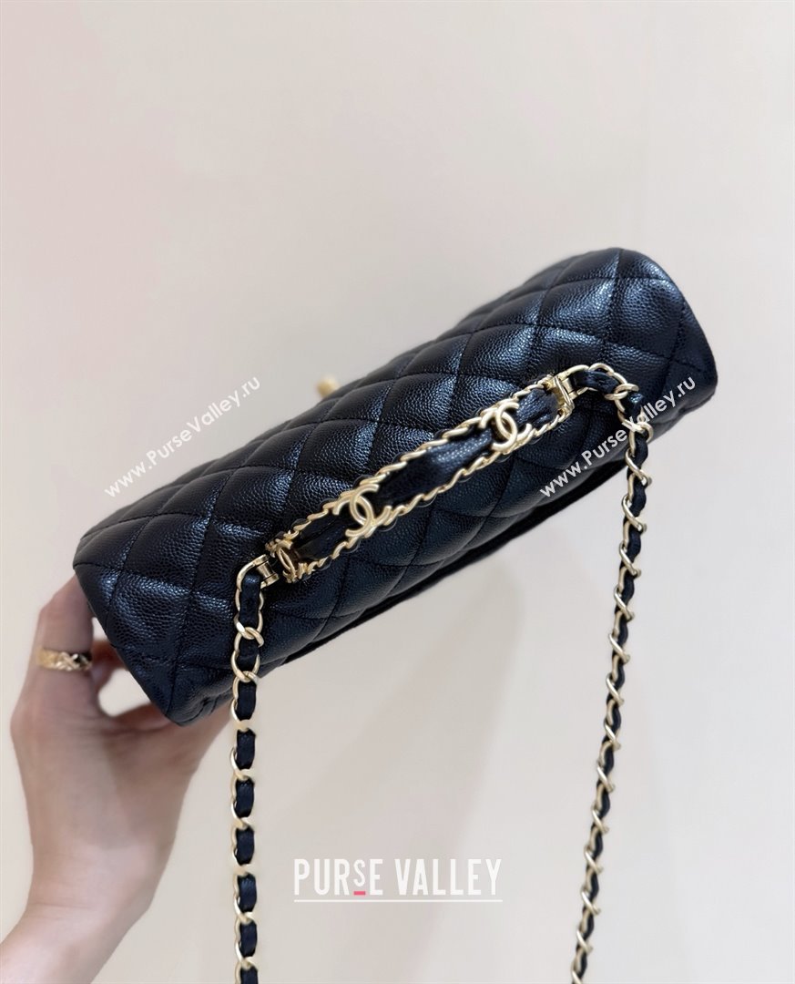 Chanel Small Flap Bag with Top Handle in Grained Shiny Calfskin AS5702 Black 2025 Top Quality (SHUNY-25101505)