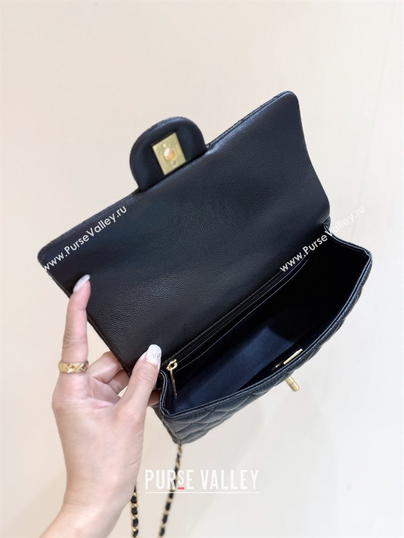 Chanel Small Flap Bag with Top Handle in Grained Shiny Calfskin AS5702 Black 2025 Top Quality (SHUNY-25101505)