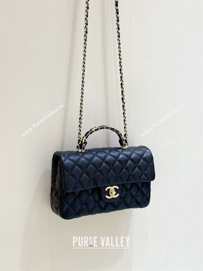 Chanel Small Flap Bag with Top Handle in Grained Shiny Calfskin AS5702 Black 2025 Top Quality (SHUNY-25101505)