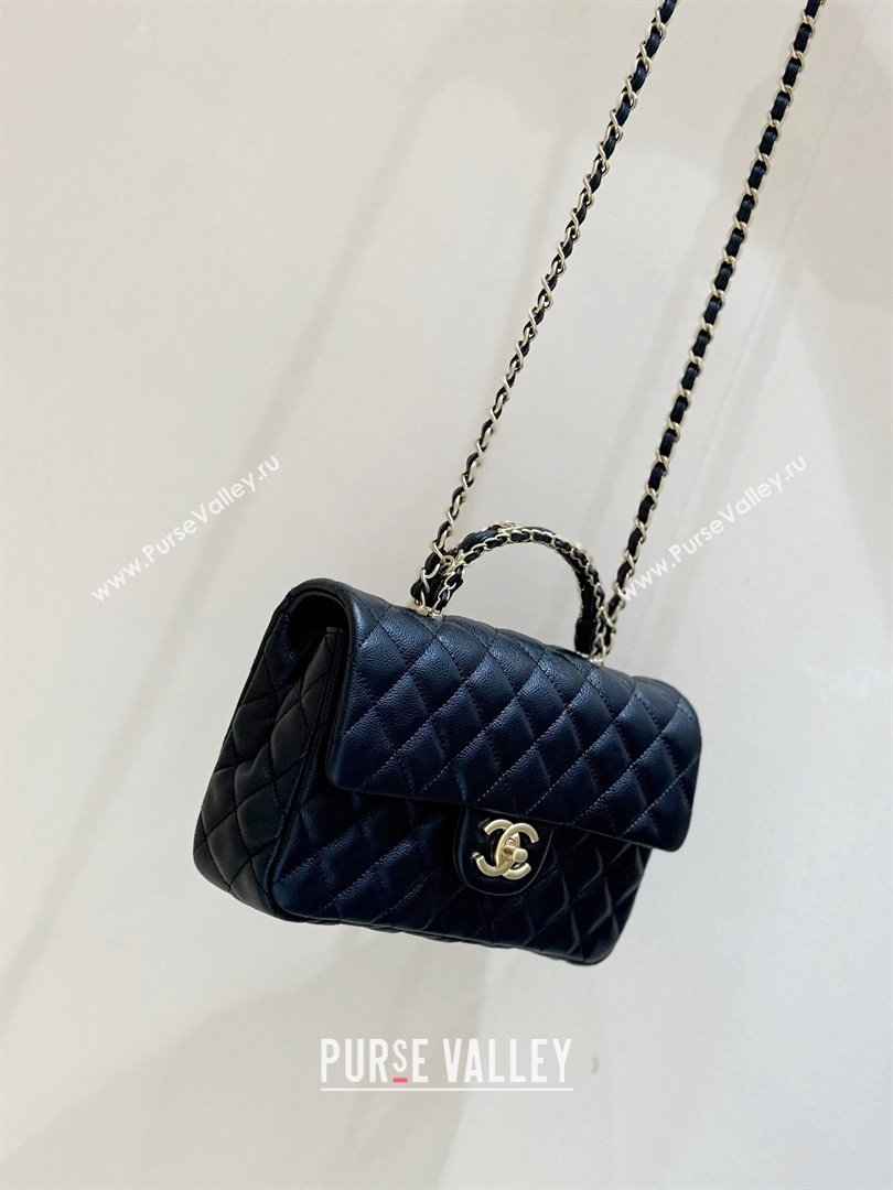 Chanel Small Flap Bag with Top Handle in Grained Shiny Calfskin AS5702 Black 2025 Top Quality (SHUNY-25101505)