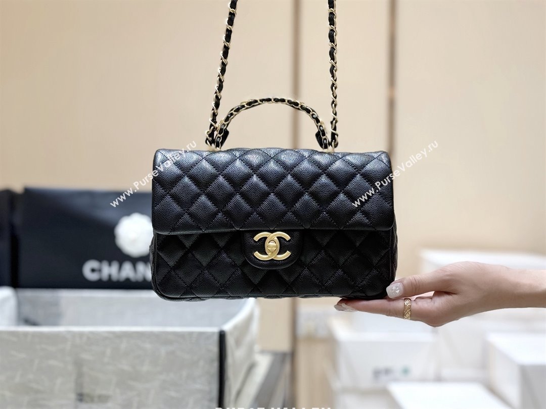Chanel Small Flap Bag with Top Handle in Grained Shiny Calfskin AS5702 Black 2025 Top Quality (SHUNY-25101505)