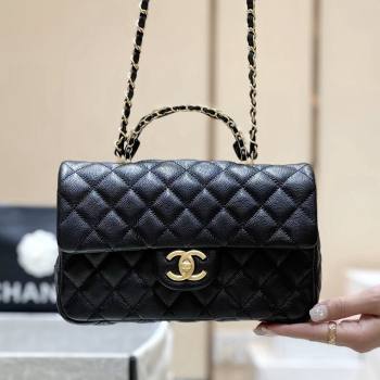 Chanel Small Flap Bag with Top Handle in Grained Shiny Calfskin AS5702 Black 2025 Top Quality (SHUNY-25101505)