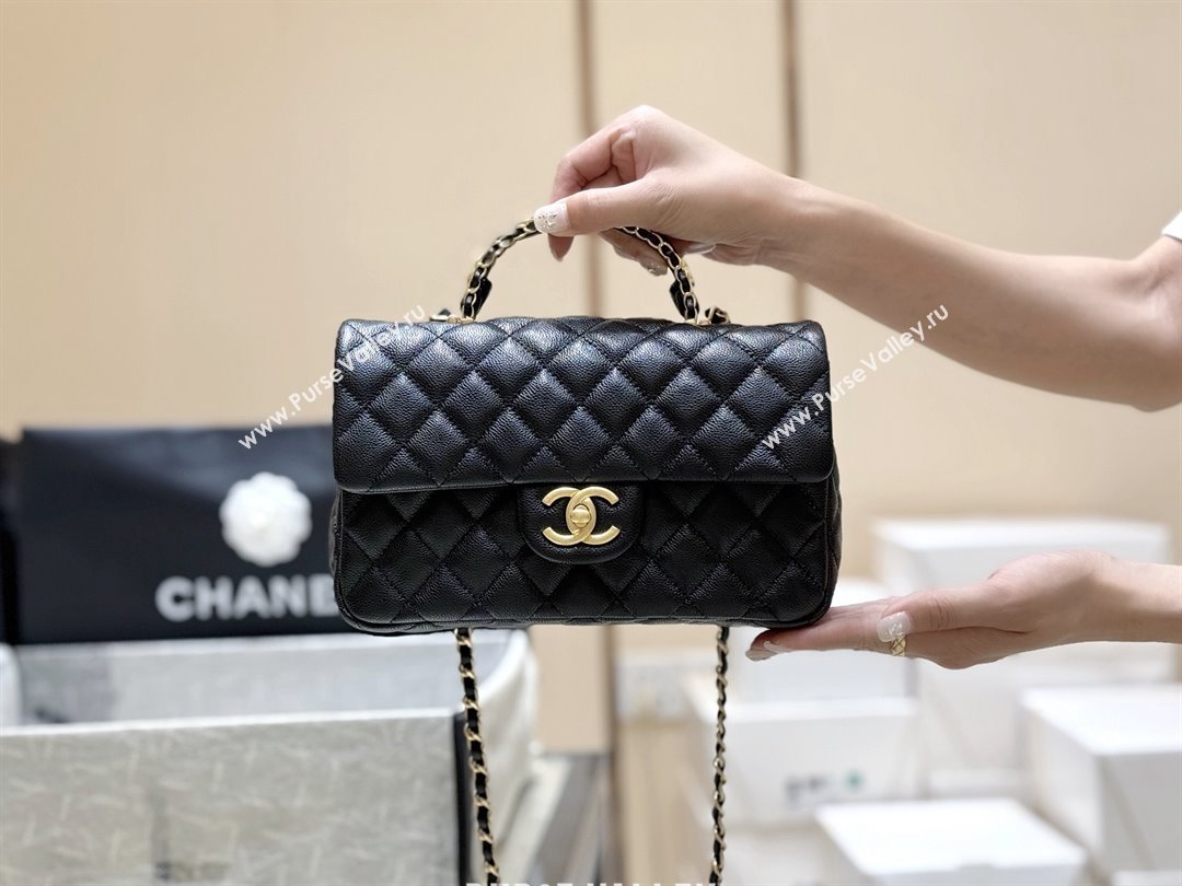 Chanel Small Flap Bag with Top Handle in Grained Shiny Calfskin AS5702 Black 2025 Top Quality (SHUNY-25101505)