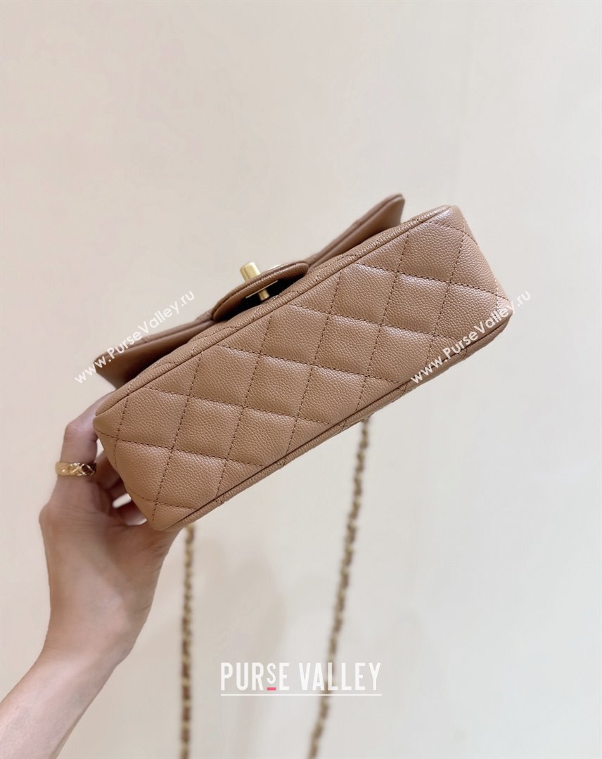 Chanel Mini Flap Bag with Top Handle in Grained Shiny Calfskin AS5701 Camel 2025 Top Quality (SHUNY-25101504)