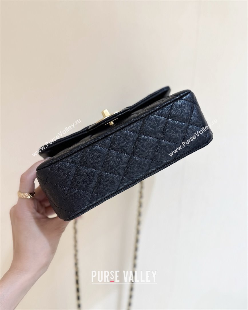 Chanel Mini Flap Bag with Top Handle in Grained Shiny Calfskin AS5701 Black 2025 Top Quality (SHUNY-25101501)
