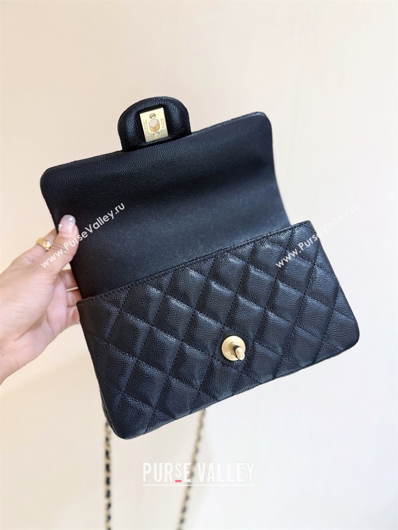 Chanel Mini Flap Bag with Top Handle in Grained Shiny Calfskin AS5701 Black 2025 Top Quality (SHUNY-25101501)