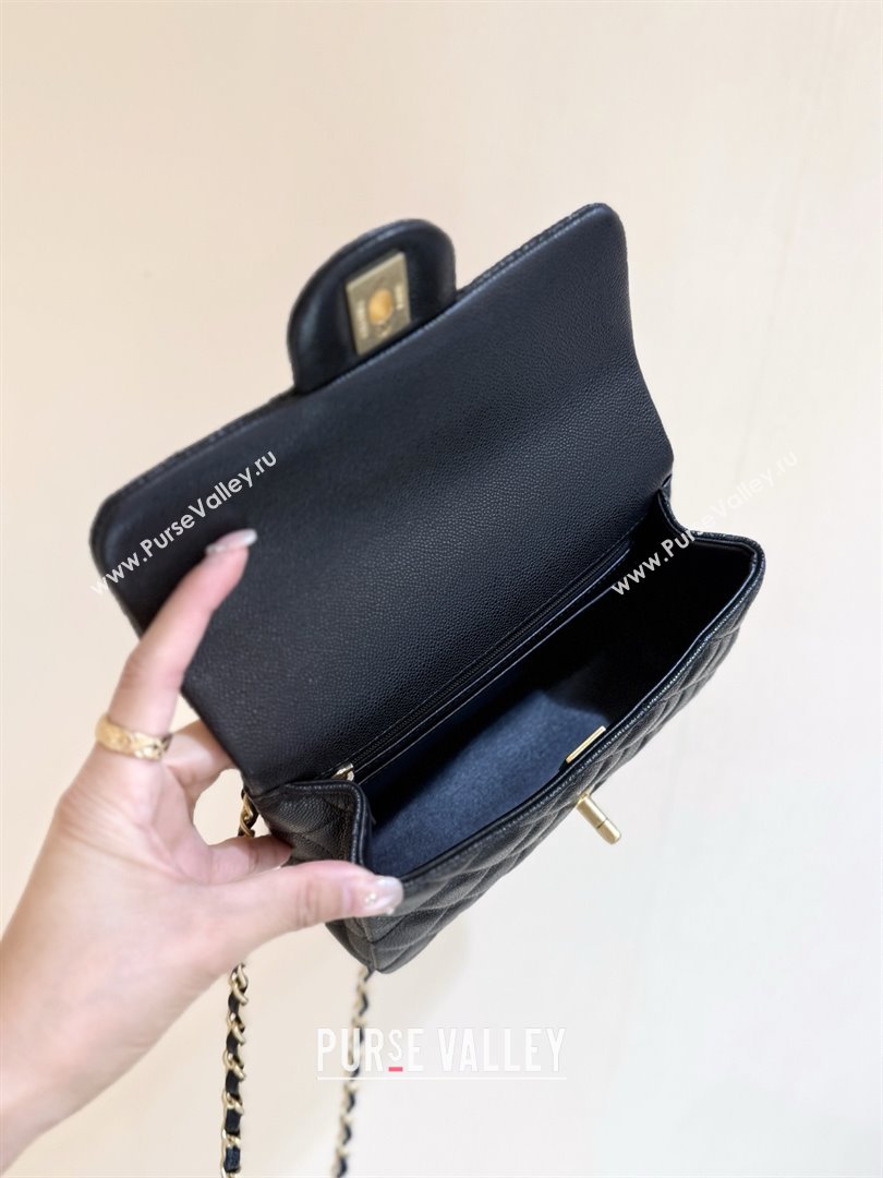 Chanel Mini Flap Bag with Top Handle in Grained Shiny Calfskin AS5701 Black 2025 Top Quality (SHUNY-25101501)