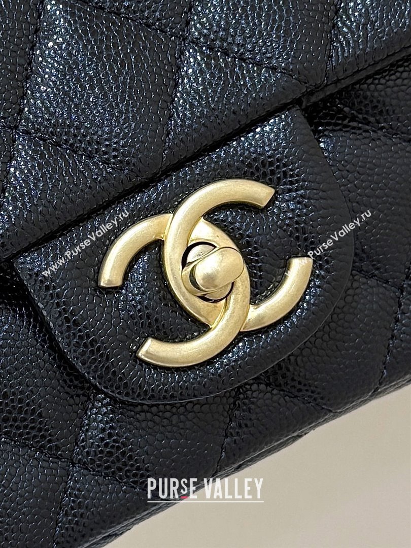 Chanel Mini Flap Bag with Top Handle in Grained Shiny Calfskin AS5701 Black 2025 Top Quality (SHUNY-25101501)