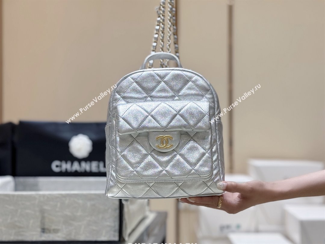 Chanel Backpack in Silver Calfskin AS5793 Fall-Winter 2025/26 (SHUNY-25101506)