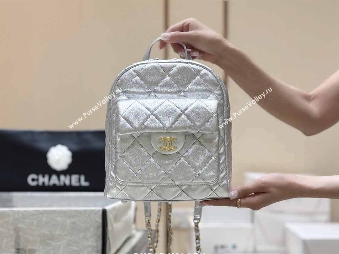 Chanel Backpack in Silver Calfskin AS5793 Fall-Winter 2025/26 (SHUNY-25101506)