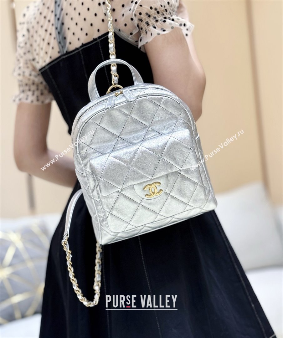 Chanel Backpack in Silver Calfskin AS5793 Fall-Winter 2025/26 (SHUNY-25101506)
