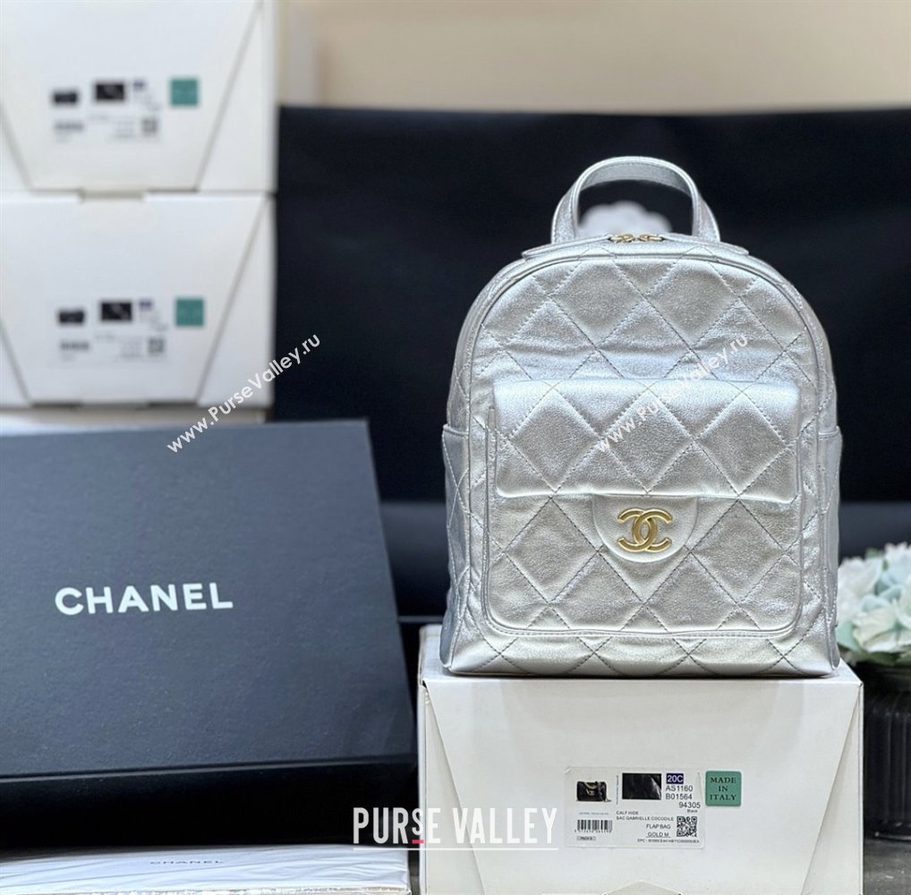 Chanel Backpack in Silver Calfskin AS5793 Fall-Winter 2025/26 (SHUNY-25101506)