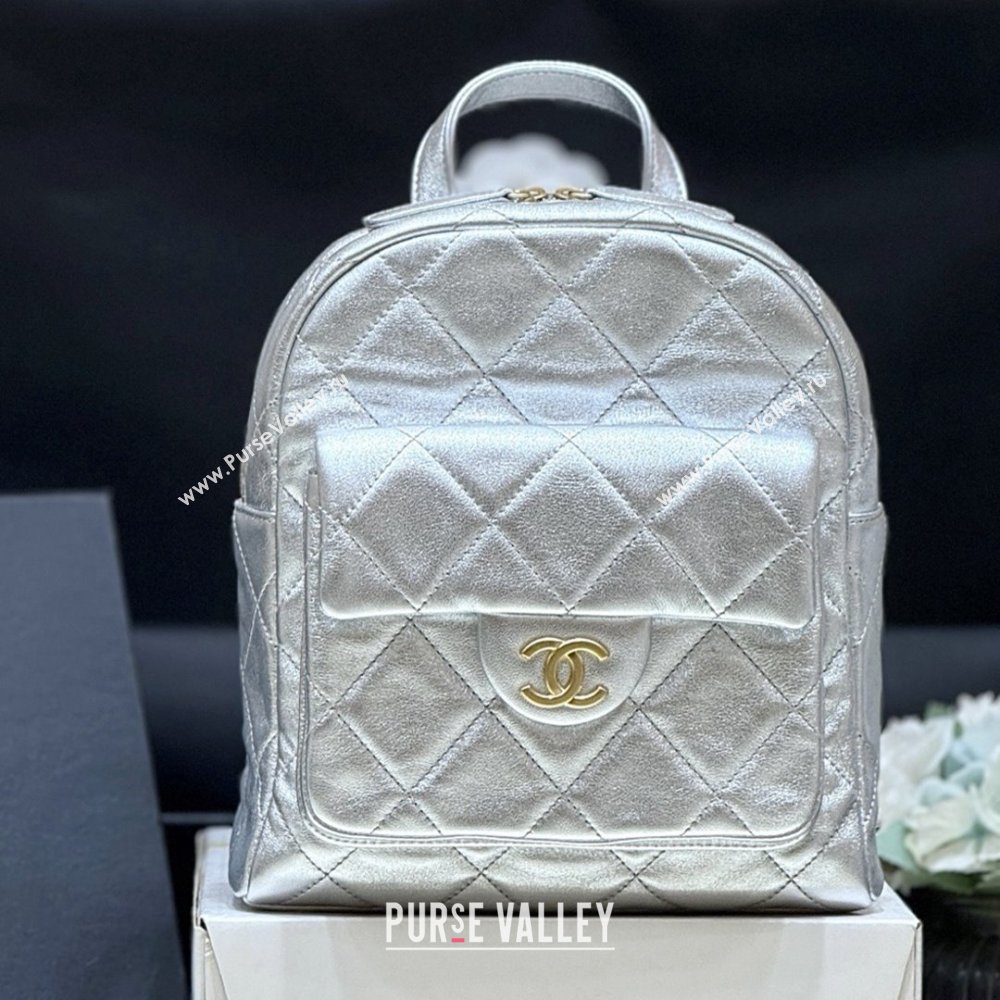 Chanel Backpack in Silver Calfskin AS5793 Fall-Winter 2025/26 (SHUNY-25101506)