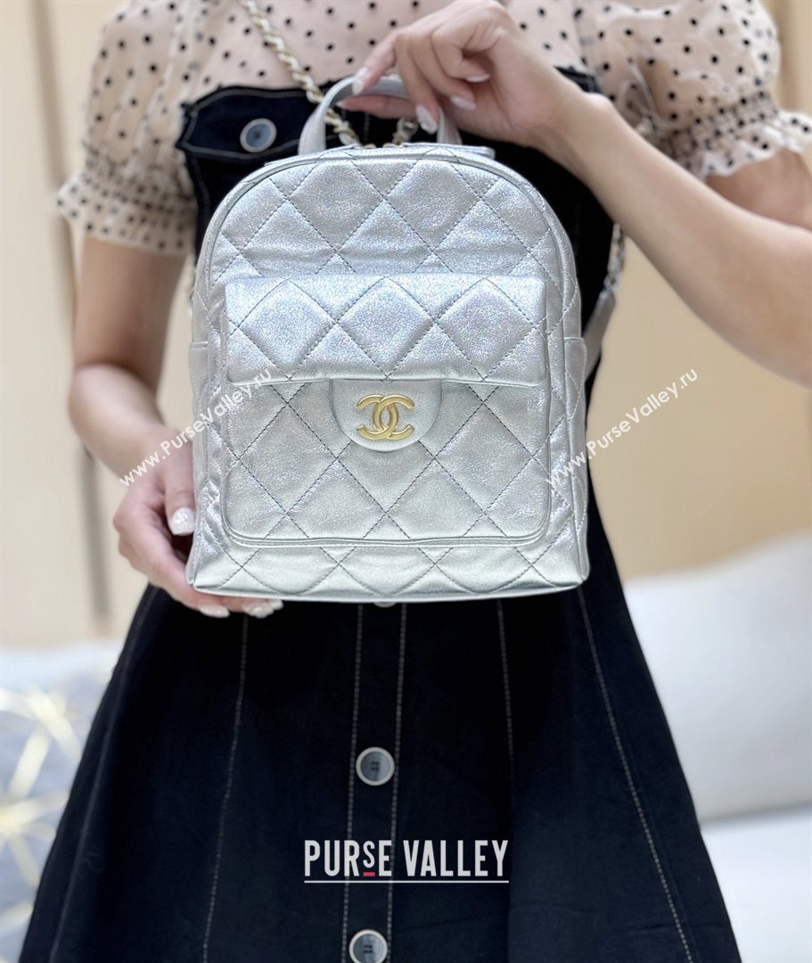 Chanel Backpack in Silver Calfskin AS5793 Fall-Winter 2025/26 (SHUNY-25101506)