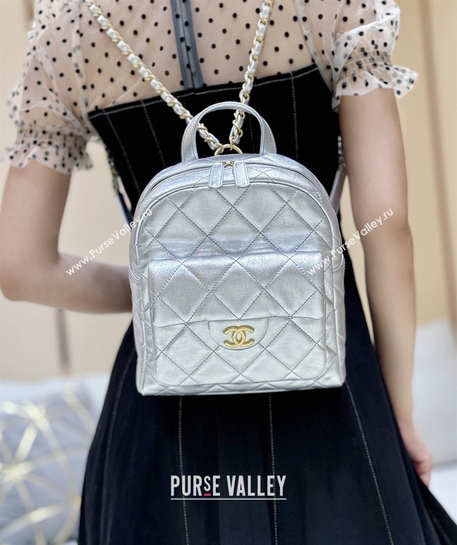 Chanel Backpack in Silver Calfskin AS5793 Fall-Winter 2025/26 (SHUNY-25101506)