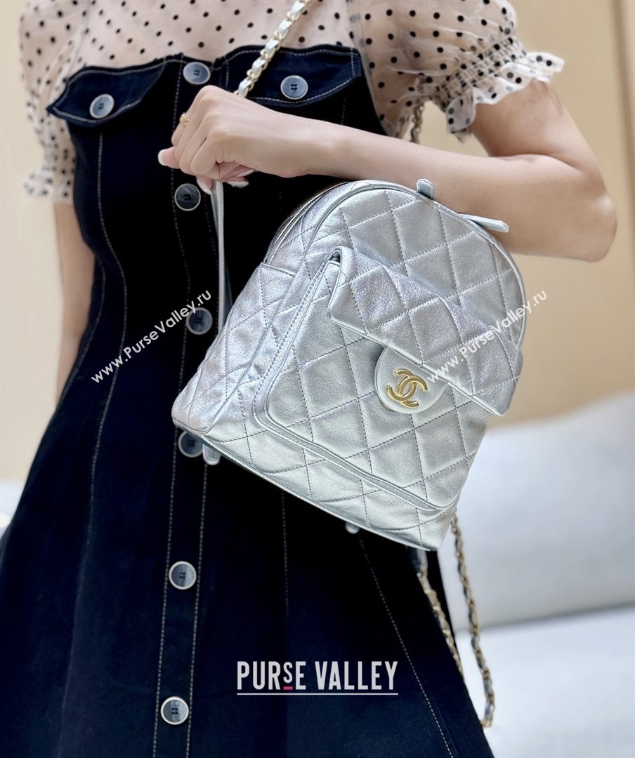 Chanel Backpack in Silver Calfskin AS5793 Fall-Winter 2025/26 (SHUNY-25101506)