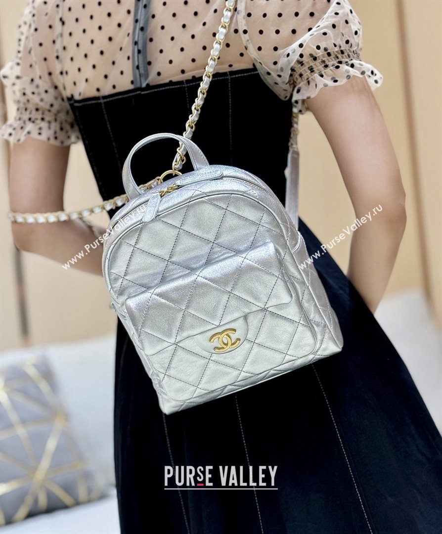 Chanel Backpack in Silver Calfskin AS5793 Fall-Winter 2025/26 (SHUNY-25101506)