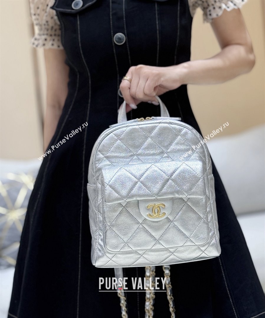 Chanel Backpack in Silver Calfskin AS5793 Fall-Winter 2025/26 (SHUNY-25101506)