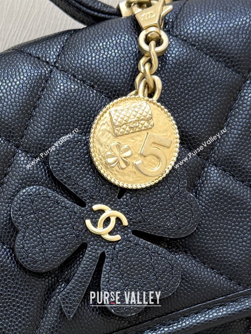 Chanel Flap Bag with Top Handle in Grained Shiny Calfskin AS3653 Black 2025 Top Quality (SHUNY-25101507)