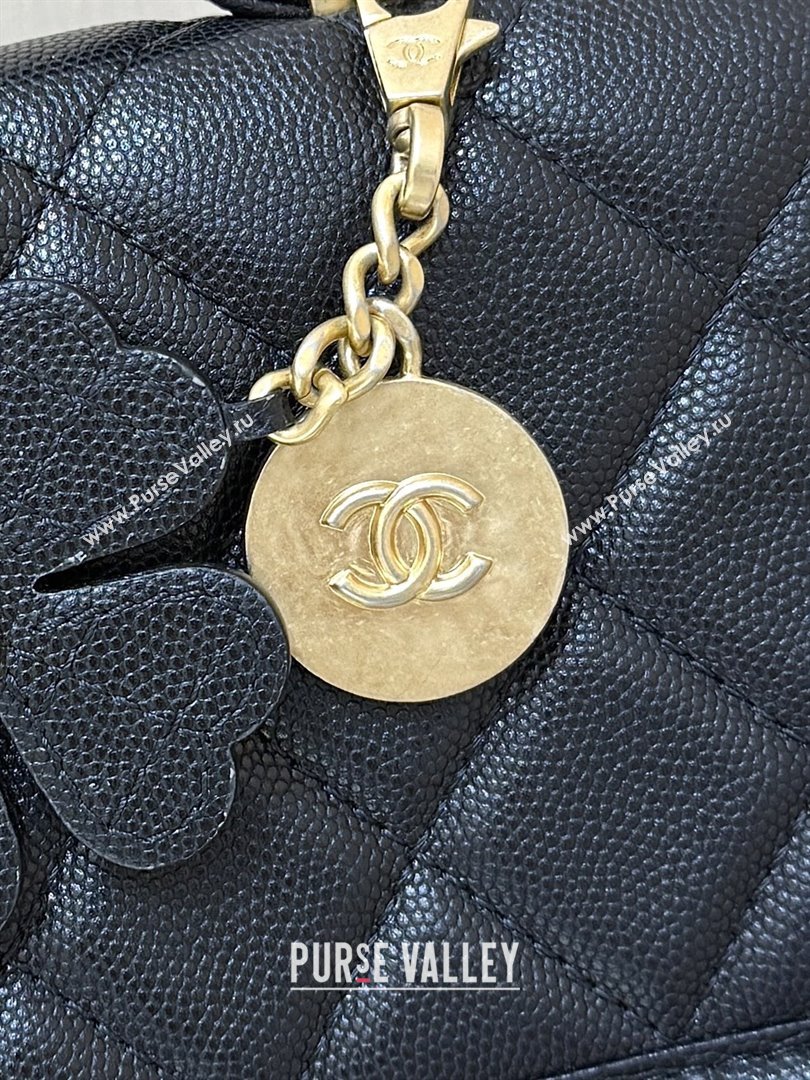 Chanel Flap Bag with Top Handle in Grained Shiny Calfskin AS3653 Black 2025 Top Quality (SHUNY-25101507)