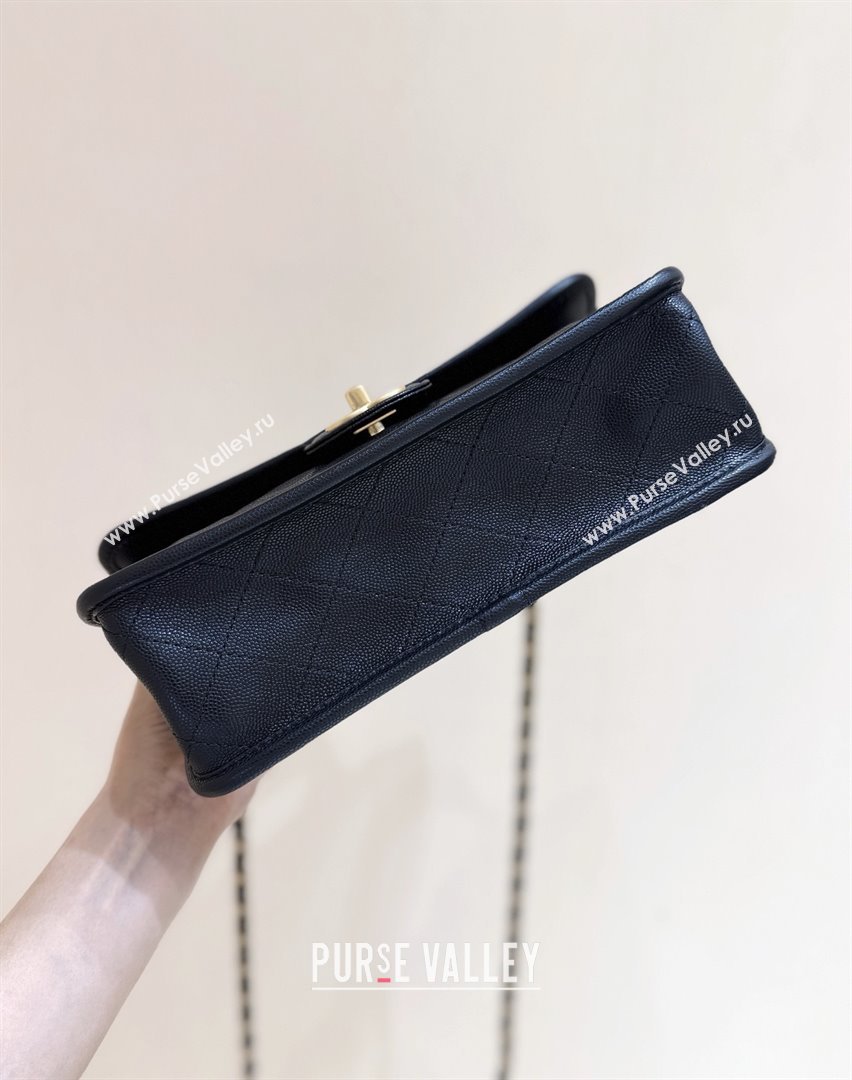 Chanel Flap Bag with Top Handle in Grained Shiny Calfskin AS3653 Black 2025 Top Quality (SHUNY-25101507)
