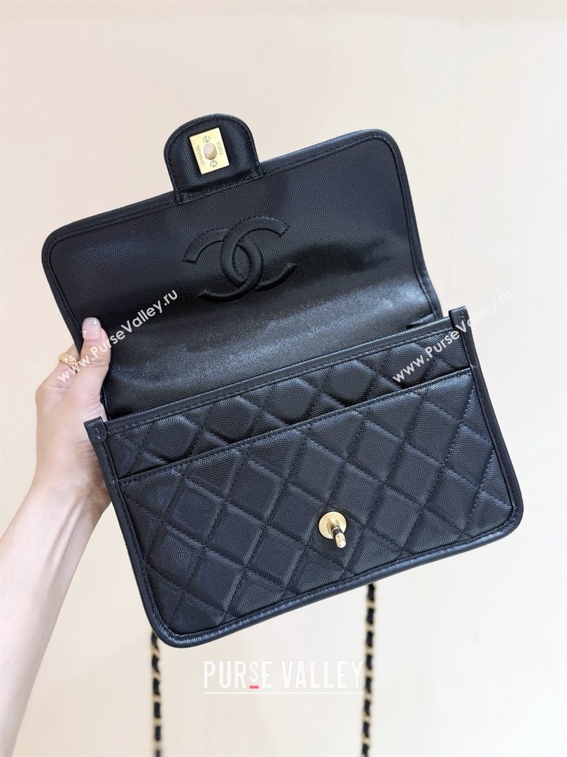 Chanel Flap Bag with Top Handle in Grained Shiny Calfskin AS3653 Black 2025 Top Quality (SHUNY-25101507)