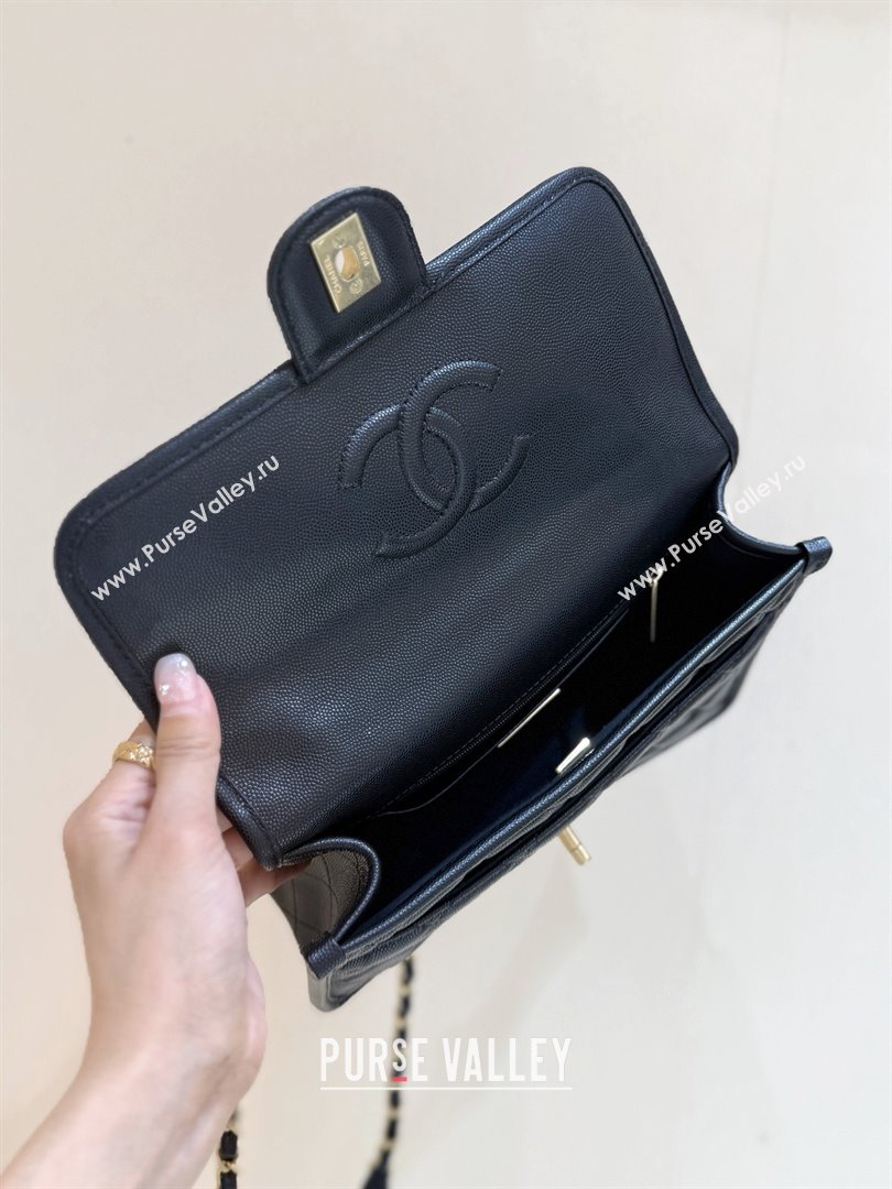 Chanel Flap Bag with Top Handle in Grained Shiny Calfskin AS3653 Black 2025 Top Quality (SHUNY-25101507)