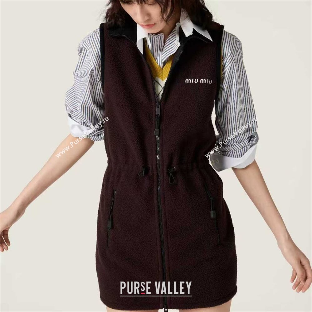 Miu Miu Fleece Dress M101708 Burgundy 2025 (Q-25101708)