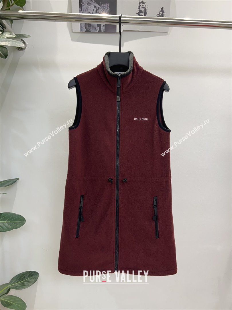 Miu Miu Fleece Dress M101708 Burgundy 2025 (Q-25101708)